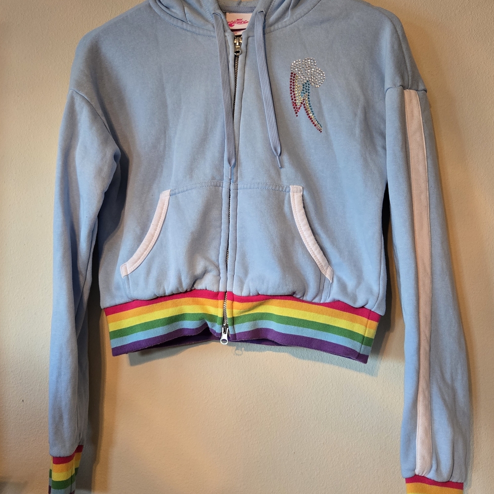 Hot Topic My Little Pony Rainbow Dash Cropped Hoodie Medium - Picture 3 of 7